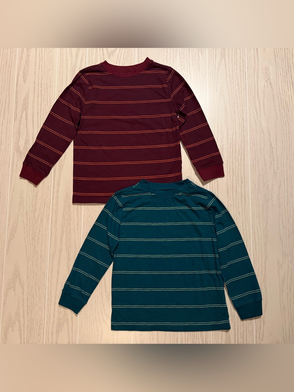 Carter’s Boys Size Small Burgundy Teal Striped Long Sleeve Shirts Bundle Casual